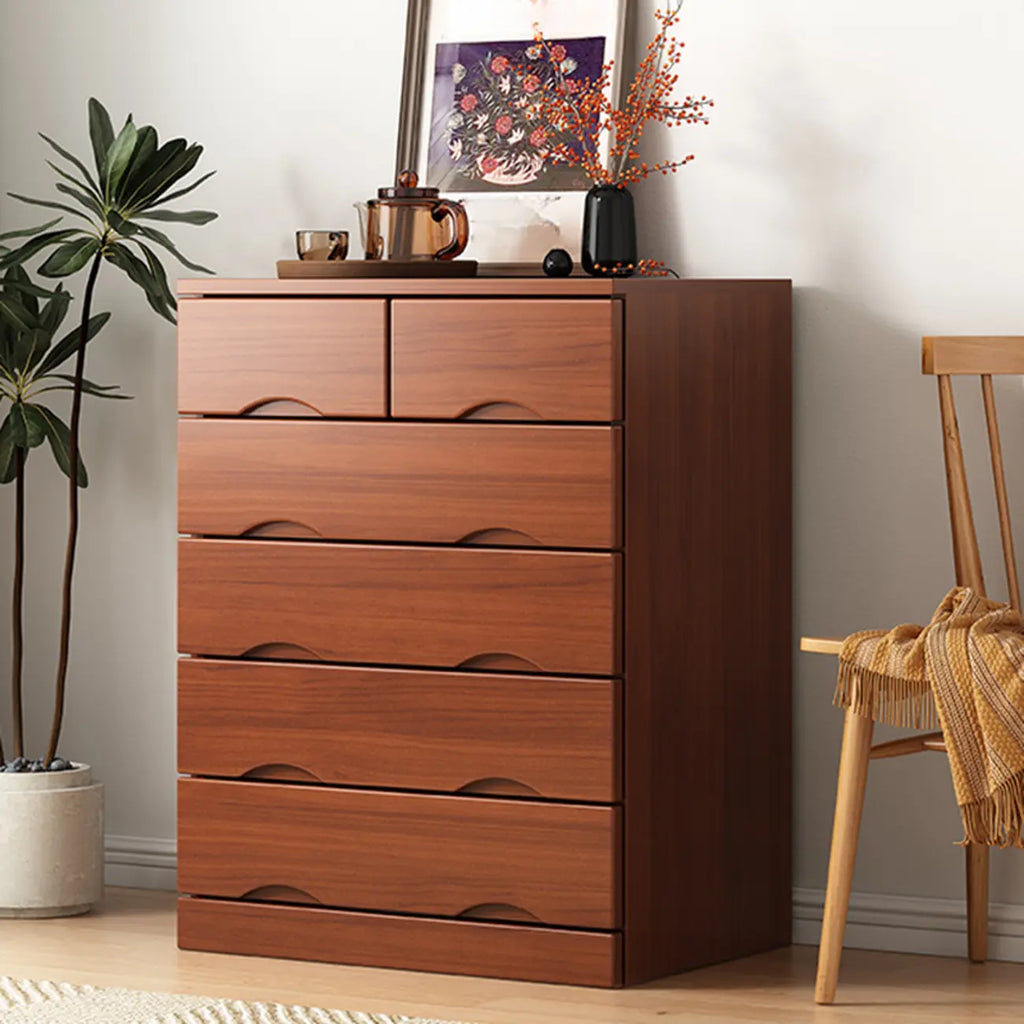 Commode industrielle en bois massif à 5 tiroirs pour chambre à coucher