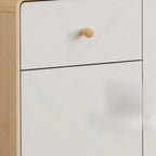 Meuble moderne à finition naturelle avec étagère extérieure et tiroirs