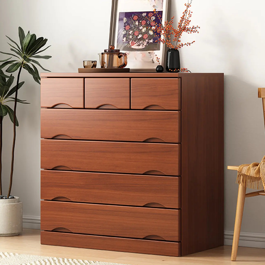 Commode industrielle en bois massif à 5 tiroirs pour chambre à coucher