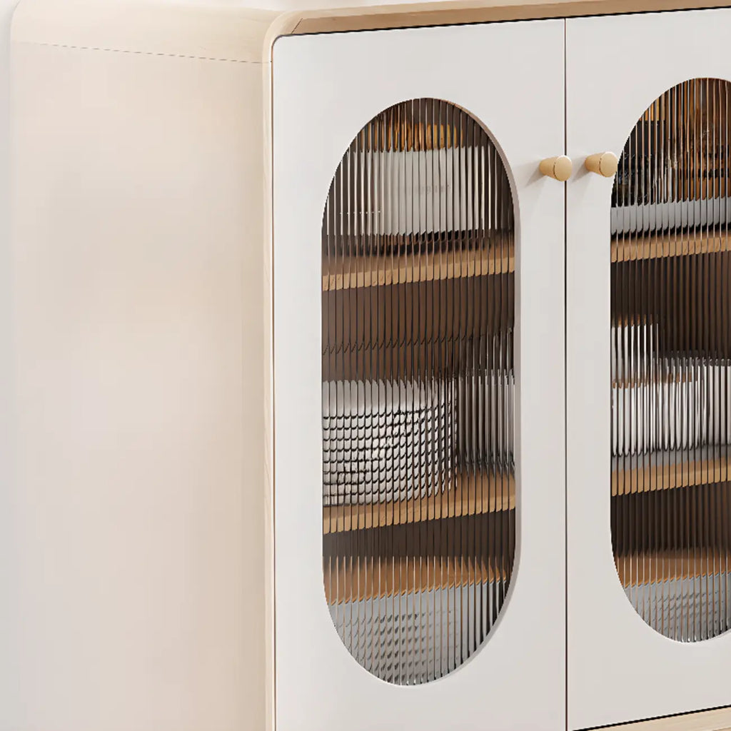 Meuble moderne à finition naturelle avec étagère extérieure et tiroirs