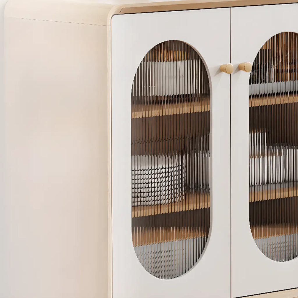 Meuble moderne à finition naturelle avec étagère extérieure et tiroirs
