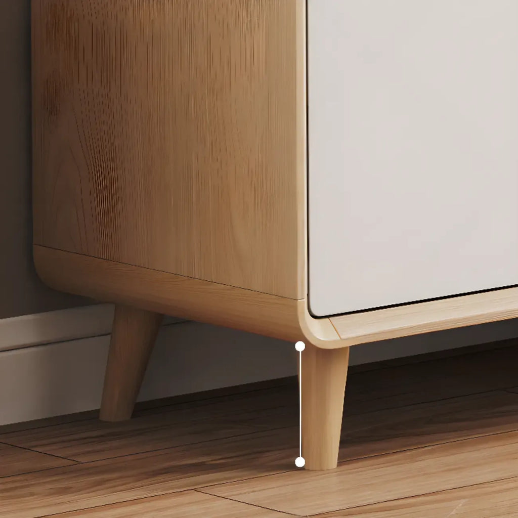 Meuble moderne à finition naturelle avec étagère extérieure et tiroirs