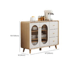 Meuble moderne à finition naturelle avec étagère extérieure et tiroirs