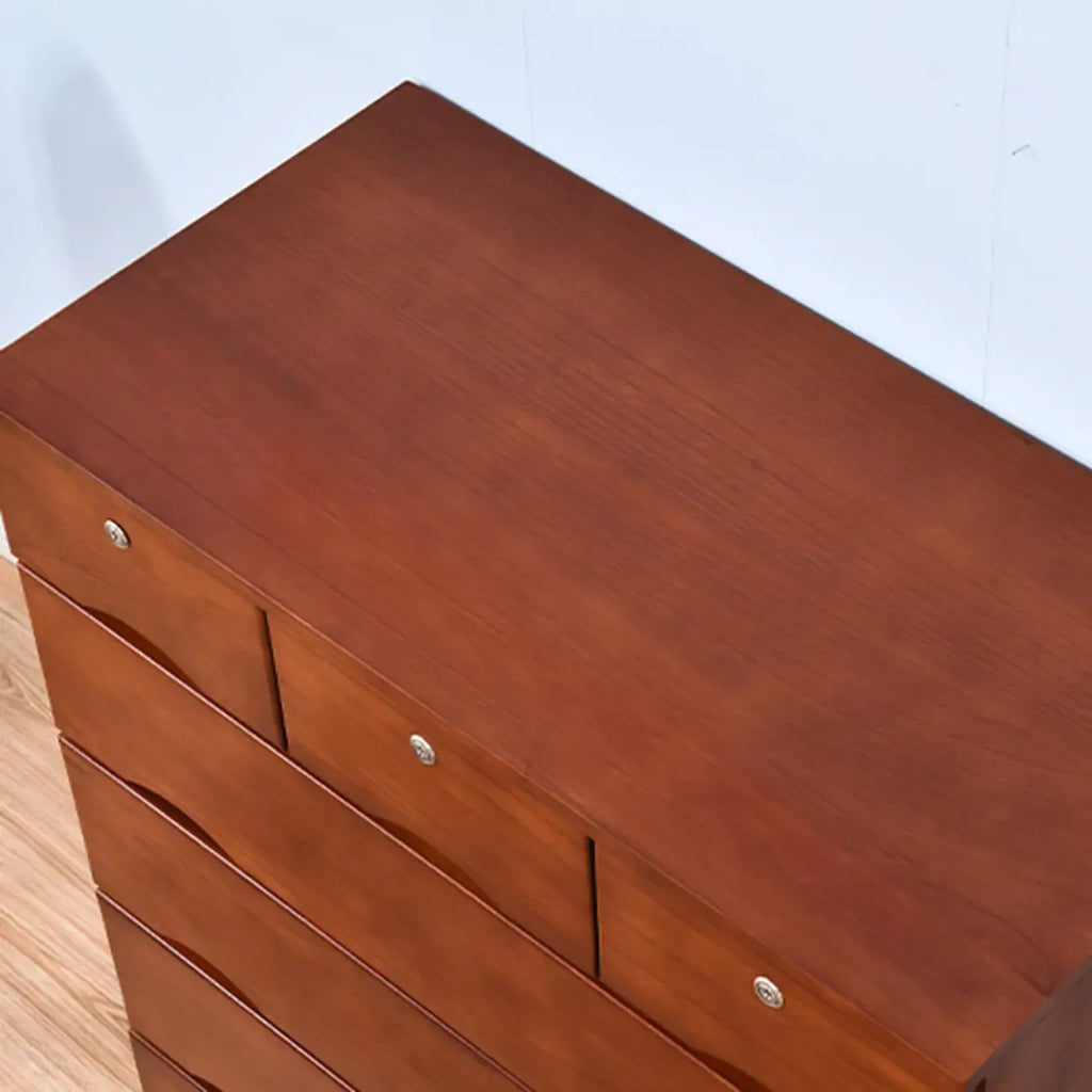 Commode industrielle en bois massif à 5 tiroirs pour chambre à coucher