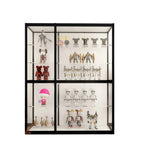 Vitrine à cadre en métal noir et étagère en verre transparent