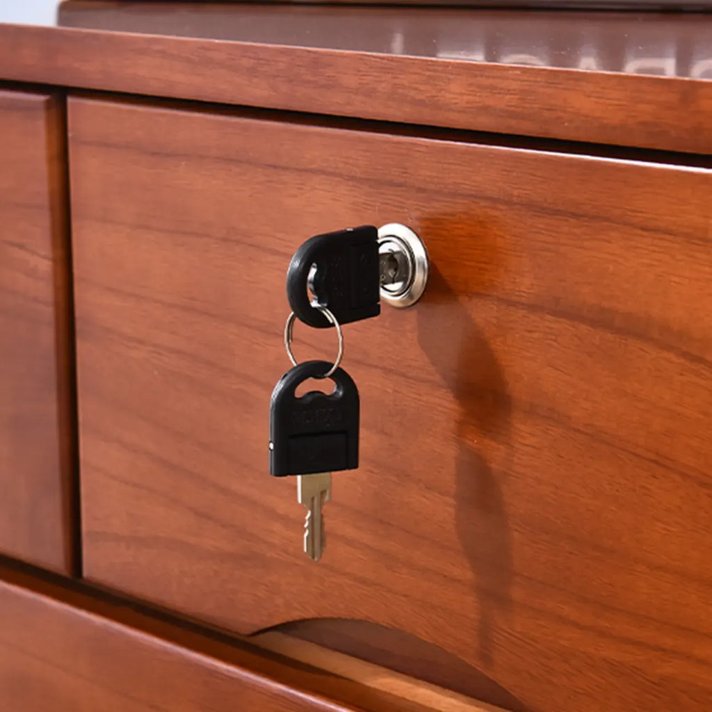 Commode industrielle en bois massif à 5 tiroirs pour chambre à coucher