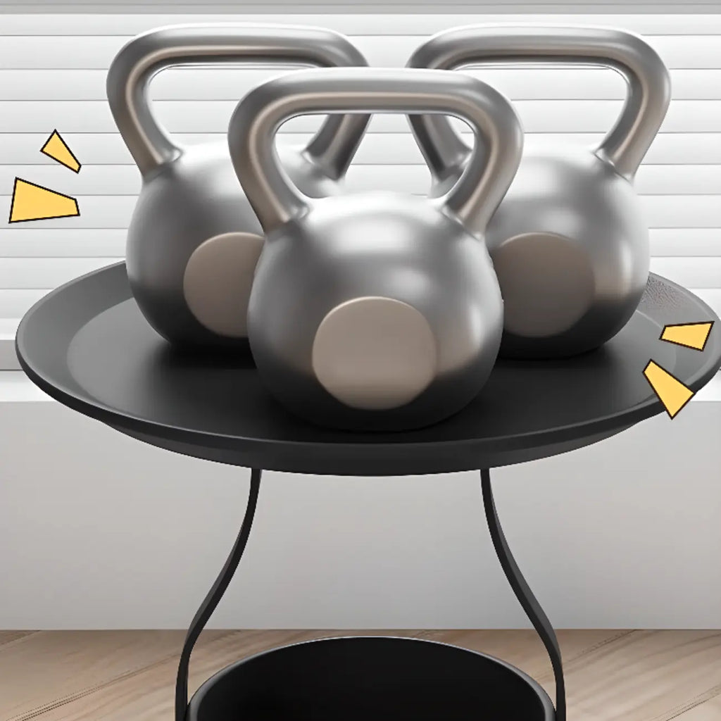 Table d'appoint noire avec plateau en métal et rangement pour salon