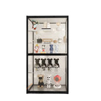 Vitrine à cadre en métal noir et étagère en verre transparent