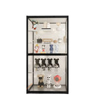Vitrine à cadre en métal noir et étagère en verre transparent