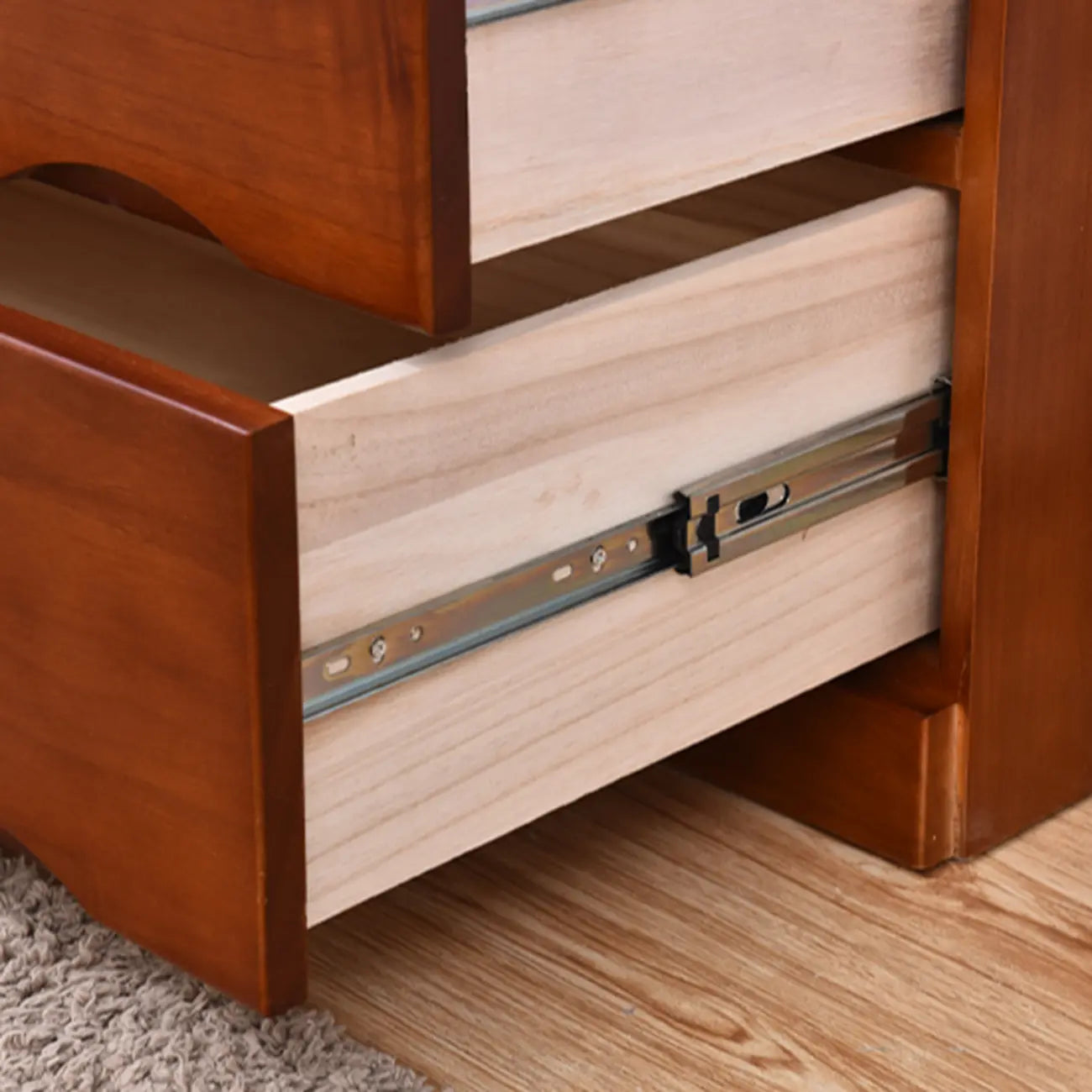Commode industrielle en bois massif à 5 tiroirs pour chambre à coucher