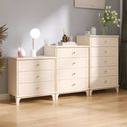 Commode moderne en bois blanc cassé à 5 tiroirs pour chambre à coucher