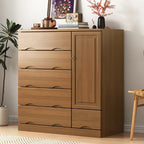 Commode industrielle en bois massif à 5 tiroirs pour chambre à coucher