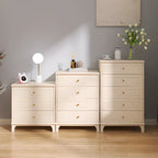 Commode moderne en bois blanc cassé à 5 tiroirs pour chambre à coucher