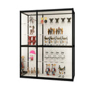 Vitrine à cadre en métal noir et étagère en verre transparent
