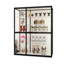 Vitrine à cadre en métal noir et étagère en verre transparent