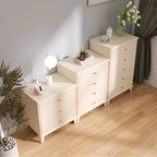Commode moderne en bois blanc cassé à 5 tiroirs pour chambre à coucher