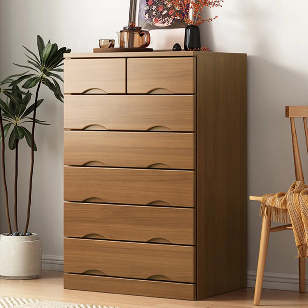Commode industrielle en bois massif à 5 tiroirs pour chambre à coucher