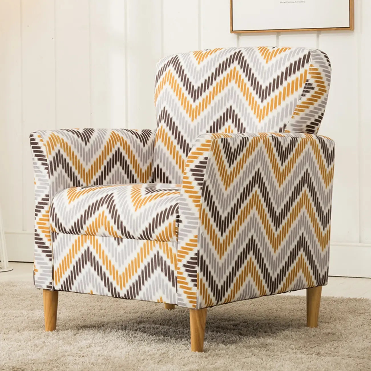 Fauteuil moderne en lin marron pour salon