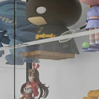 Vitrine à cadre en métal noir et étagère en verre transparent