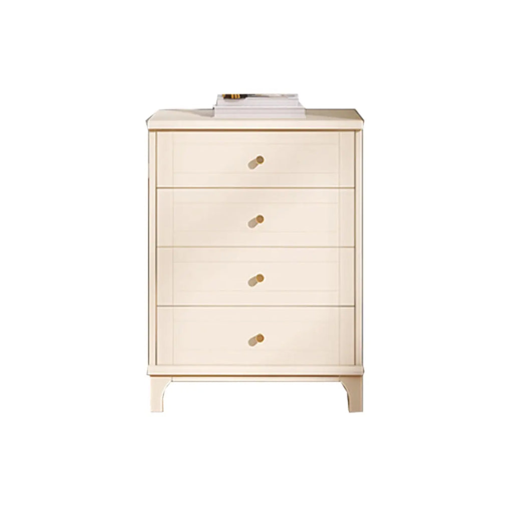Commode moderne en bois blanc cassé à 5 tiroirs pour chambre à coucher