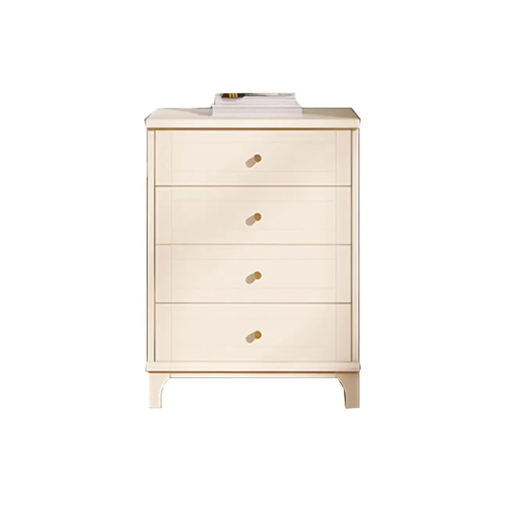 Commode moderne en bois blanc cassé à 5 tiroirs pour chambre à coucher
