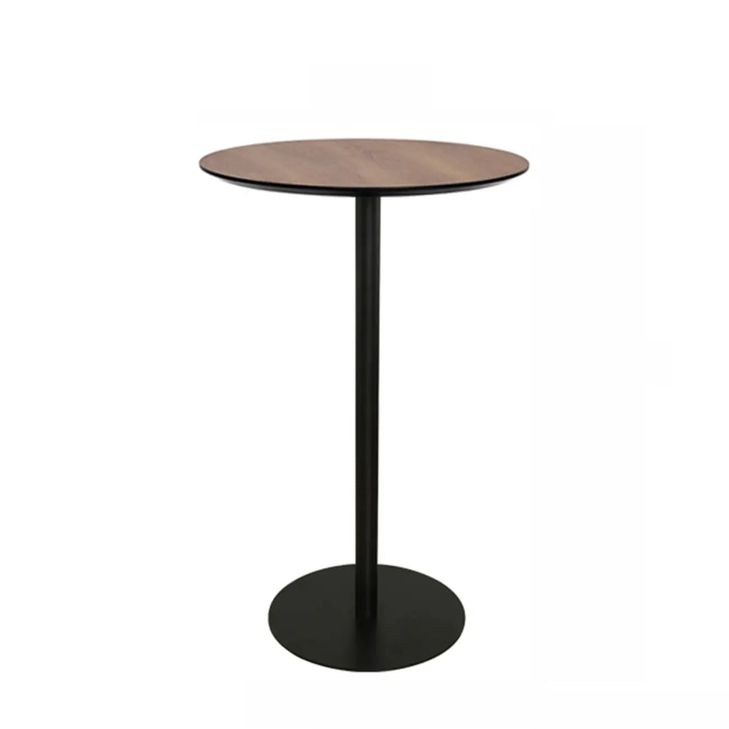 Table de bar élégante en bois avec piètement en métal noir pour café