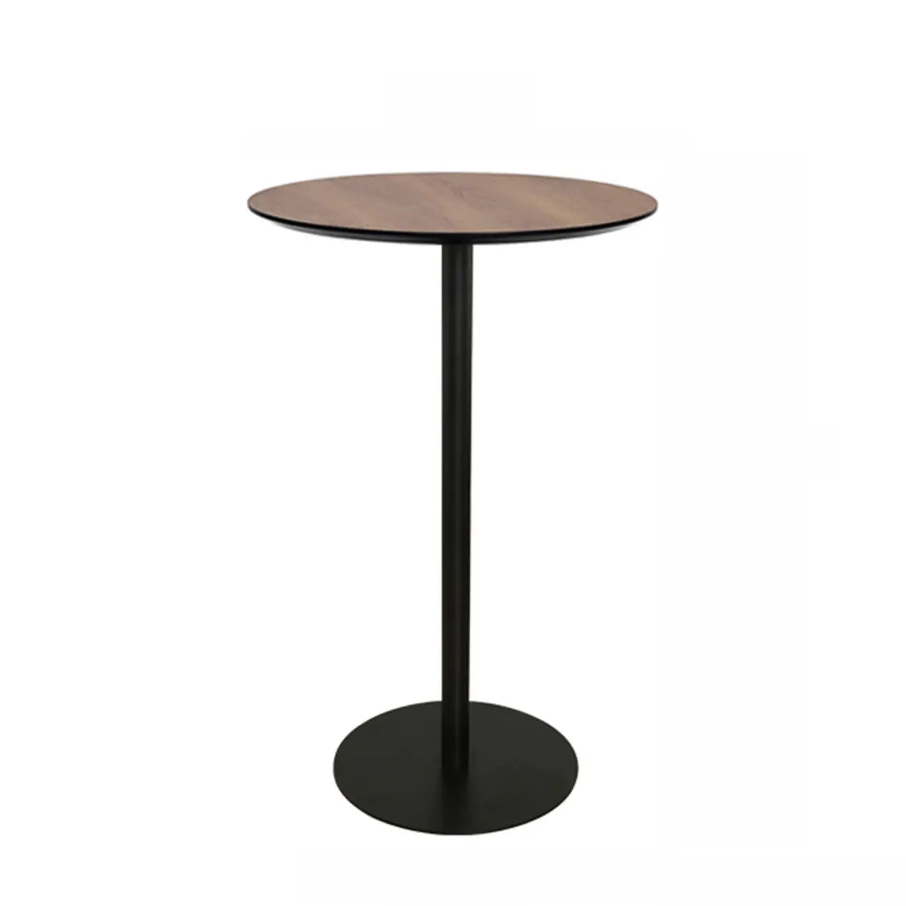 Table de bar élégante en bois avec piètement en métal noir pour café