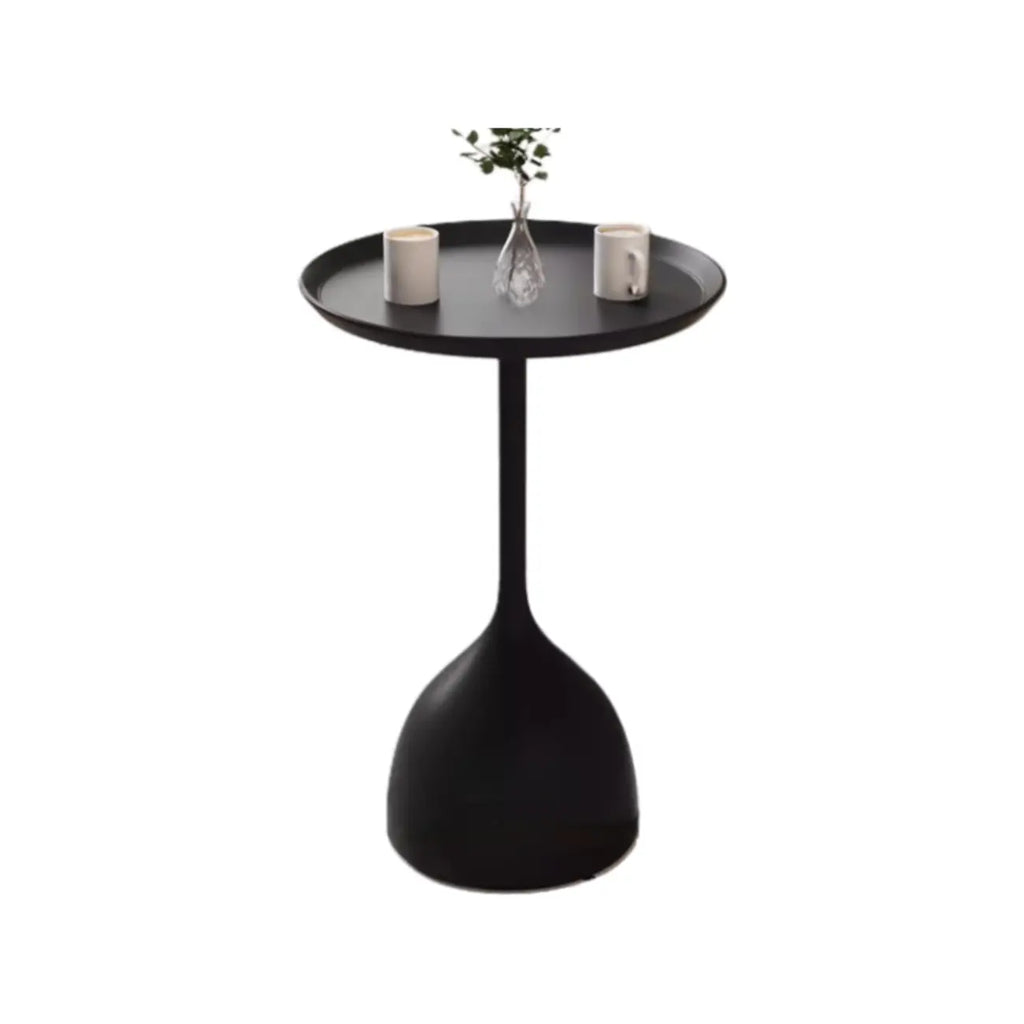 Table d'appoint noire avec plateau en métal et rangement pour salon