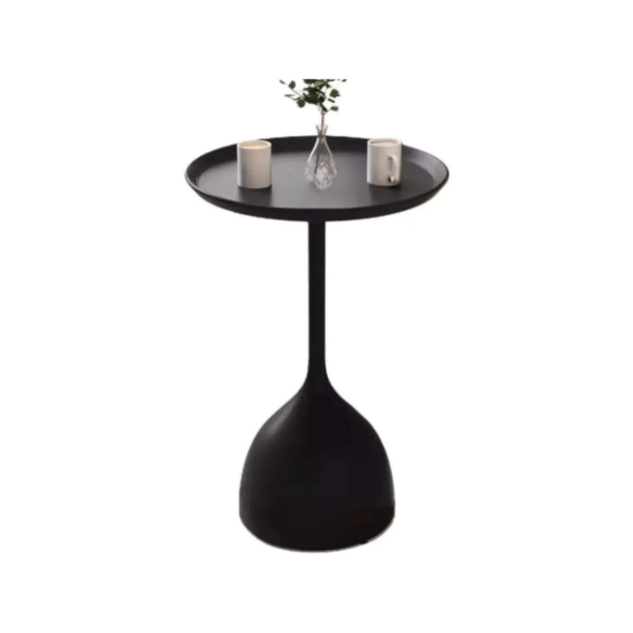 Table d'appoint noire avec plateau en métal et rangement pour salon