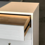 Commode moderne en bois blanc cassé à 5 tiroirs pour chambre à coucher