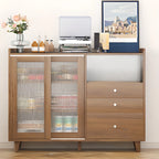 Meuble indépendant marron avec porte coulissante et étagère extérieure