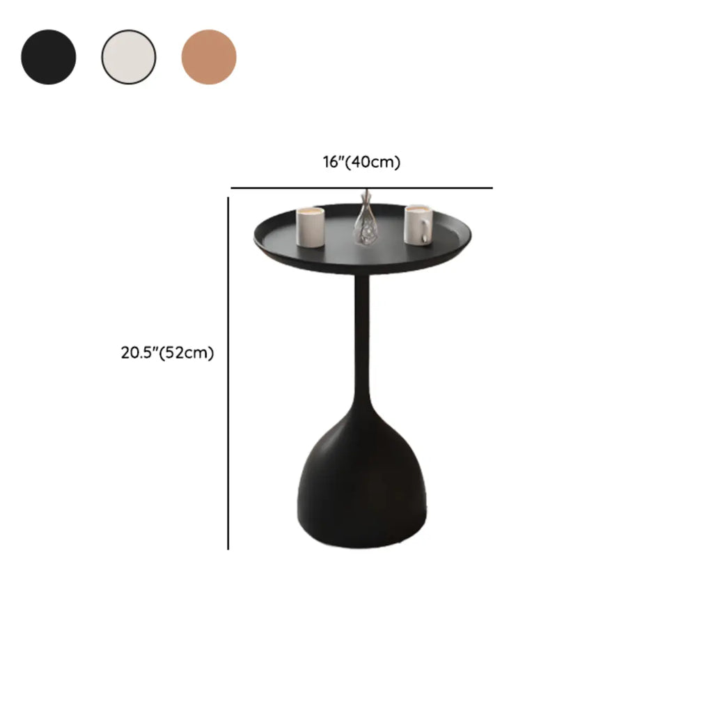 Table d'appoint noire avec plateau en métal et rangement pour salon
