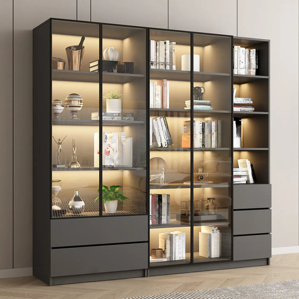 Vitrine standard de rangement avec porte vitrée et bois noir