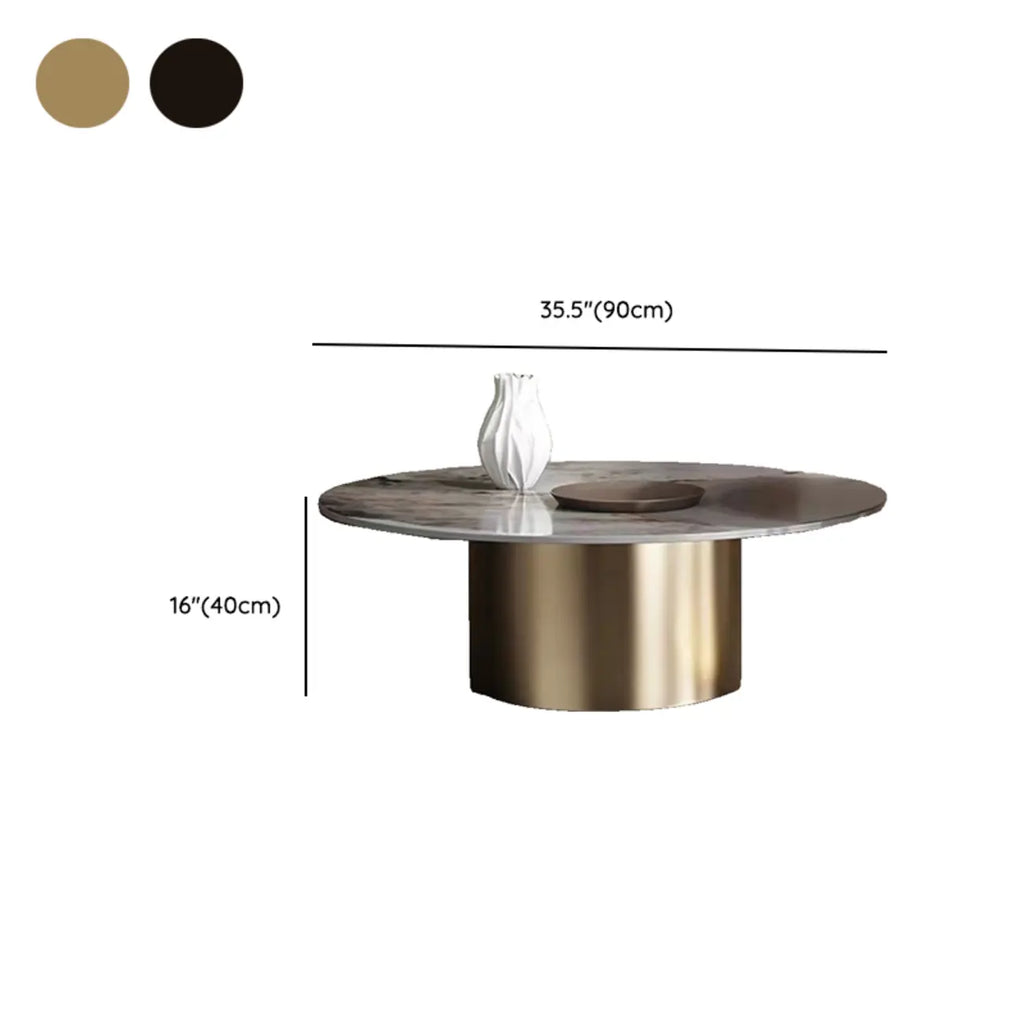 Ensemble de tables basses gigognes rondes grises modernes avec plateau en marbre
