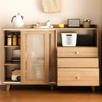 Meuble indépendant marron avec porte coulissante et étagère extérieure