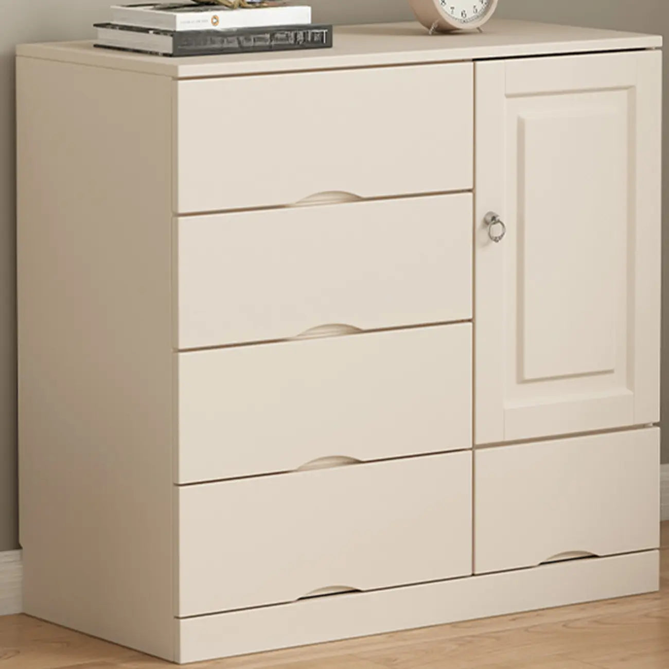 Commode industrielle en bois massif à 5 tiroirs pour chambre à coucher