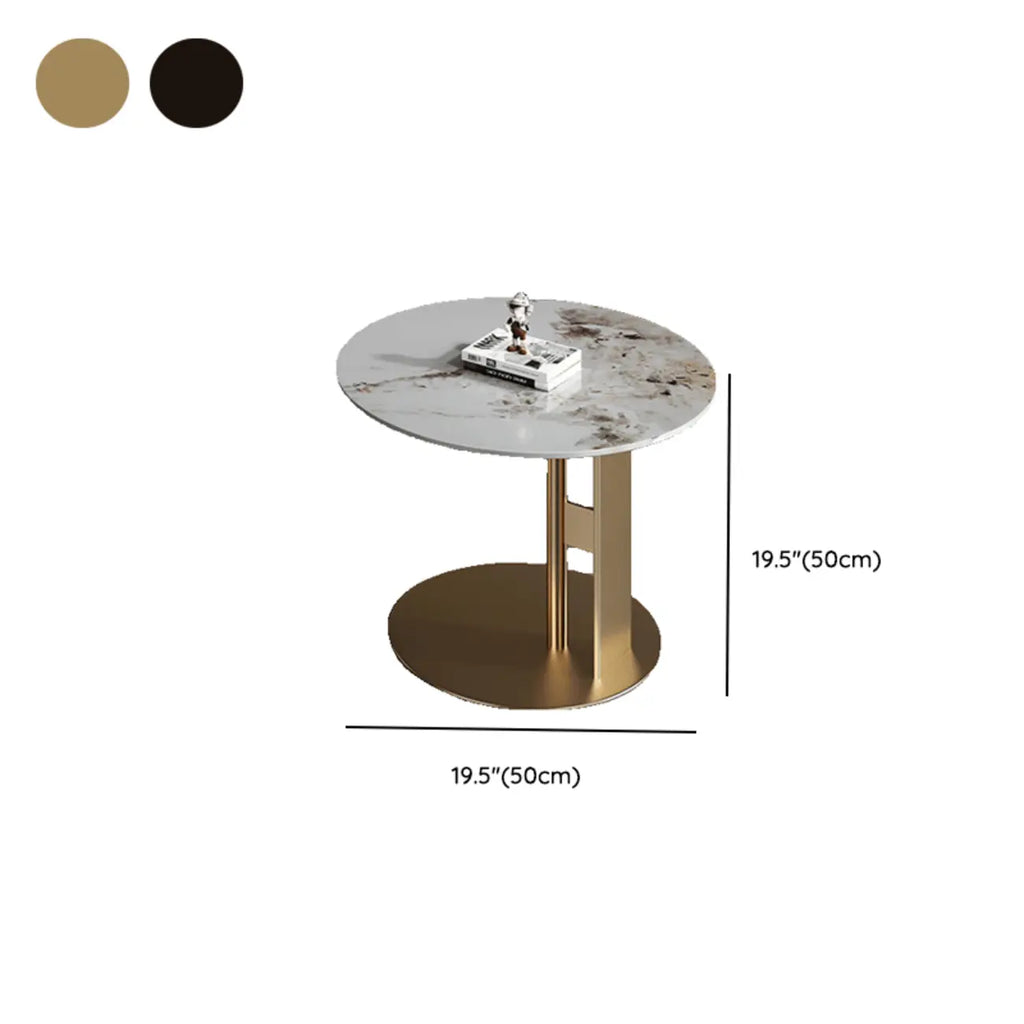 Ensemble de tables basses gigognes rondes grises modernes avec plateau en marbre