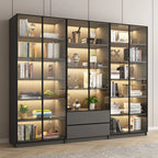 Vitrine standard de rangement avec porte vitrée et bois noir