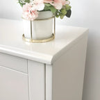 Commode moderne en bois blanc cassé à 5 tiroirs pour chambre à coucher