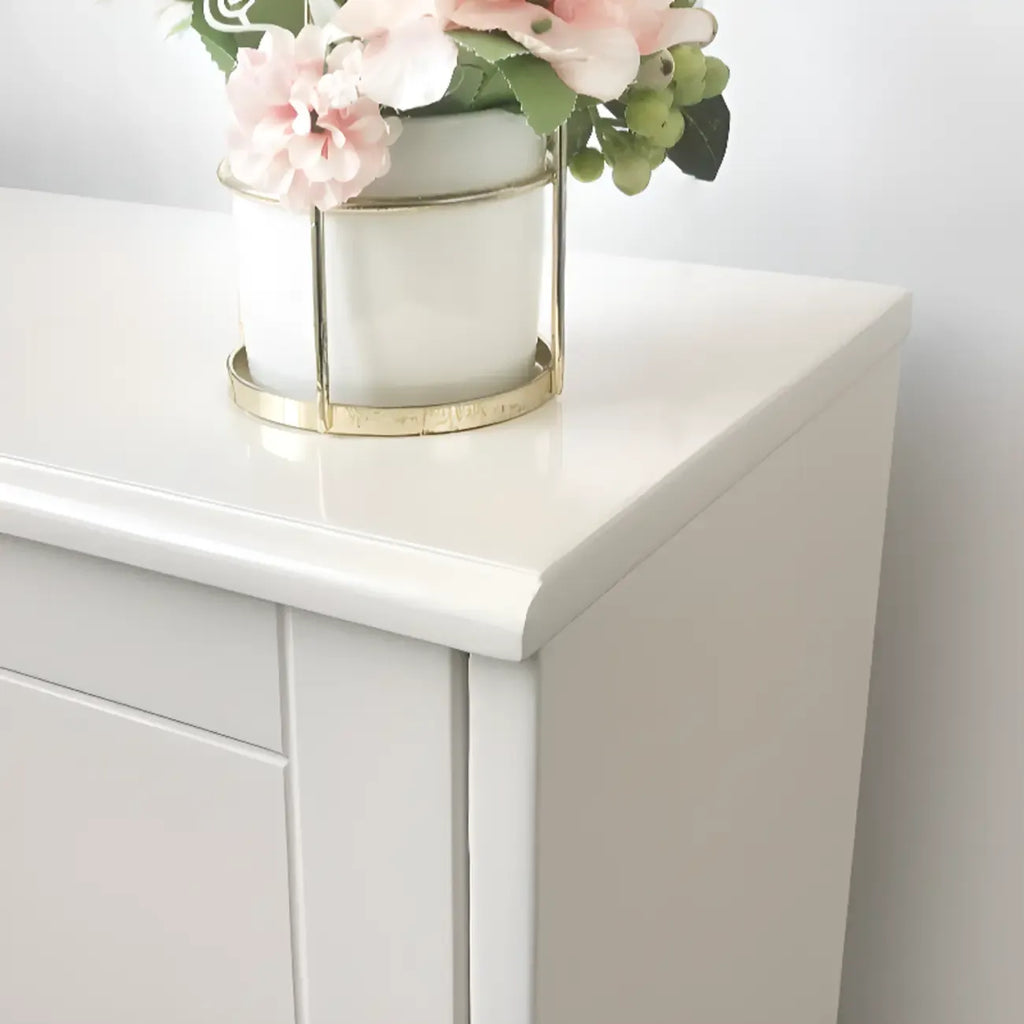 Commode moderne en bois blanc cassé à 5 tiroirs pour chambre à coucher
