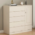 Commode industrielle en bois massif à 5 tiroirs pour chambre à coucher