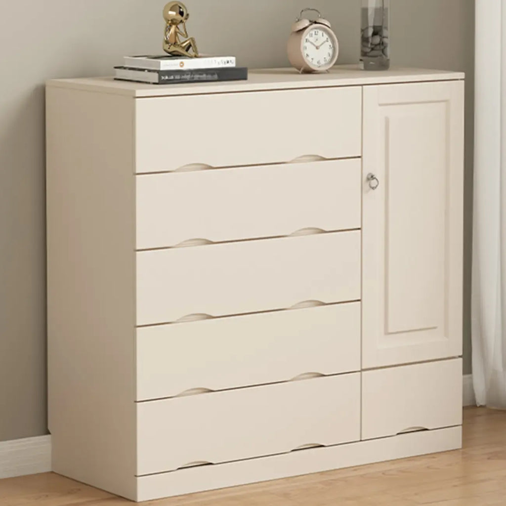 Commode industrielle en bois massif à 5 tiroirs pour chambre à coucher
