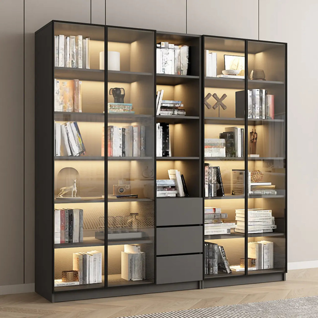 Vitrine standard de rangement avec porte vitrée et bois noir