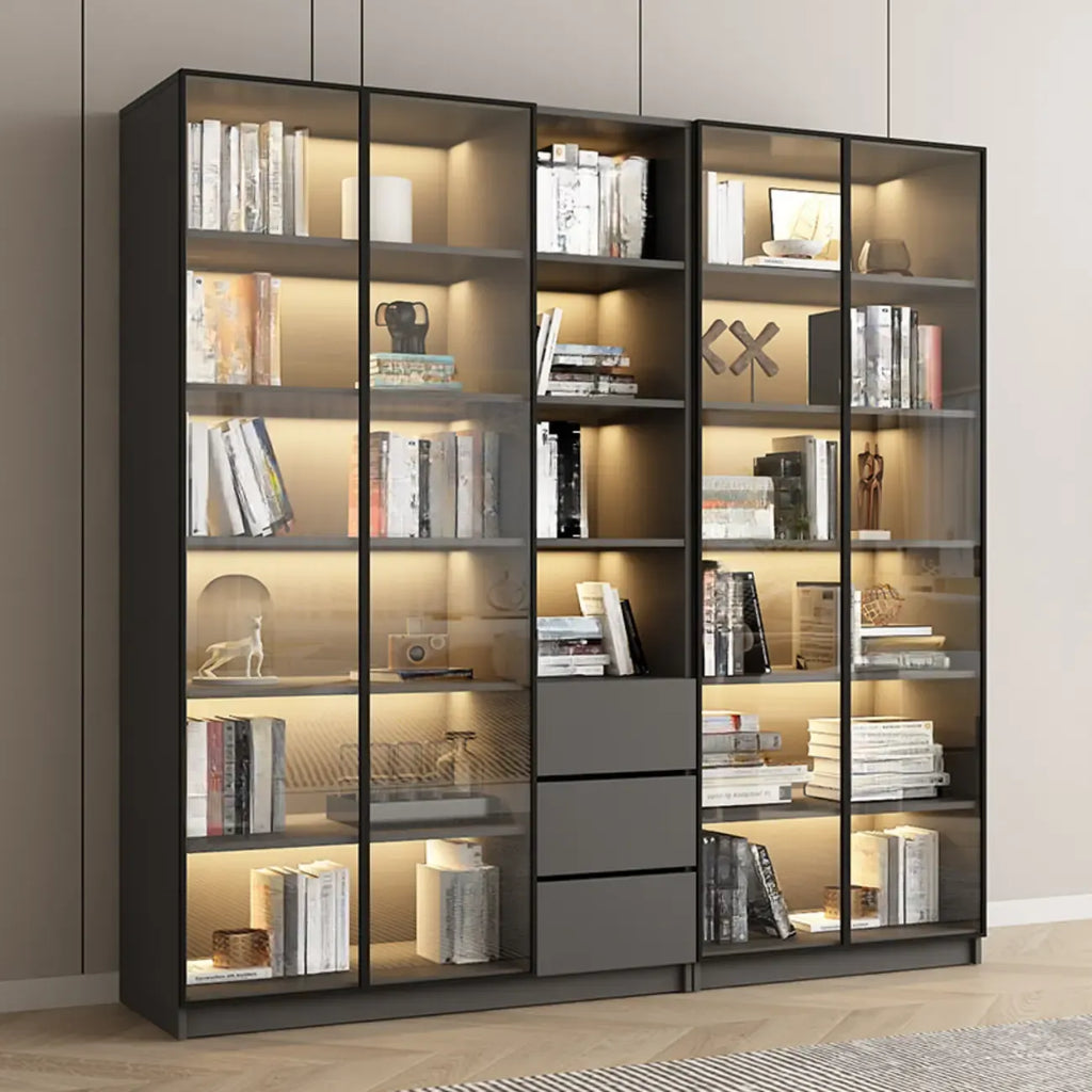 Vitrine standard de rangement avec porte vitrée et bois noir