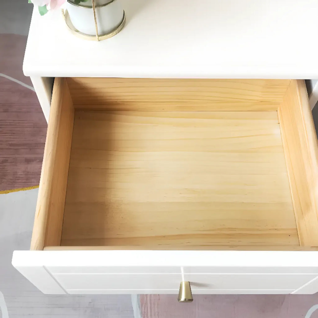 Commode moderne en bois blanc cassé à 5 tiroirs pour chambre à coucher