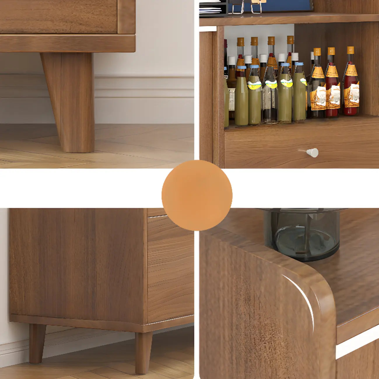Meuble indépendant marron avec porte coulissante et étagère extérieure