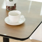 Table de bar élégante en bois avec piètement en métal noir pour café