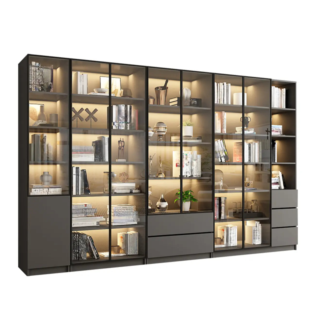 Vitrine standard de rangement avec porte vitrée et bois noir