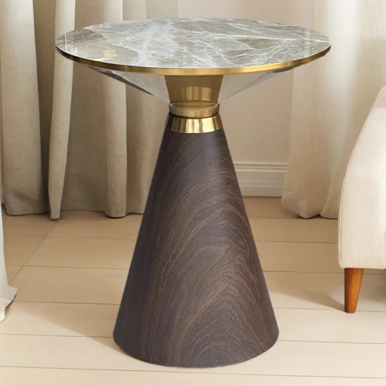 Table d'appoint ronde en métal Glam Chairside pour salon