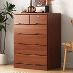 Commode industrielle en bois massif à 5 tiroirs pour chambre à coucher